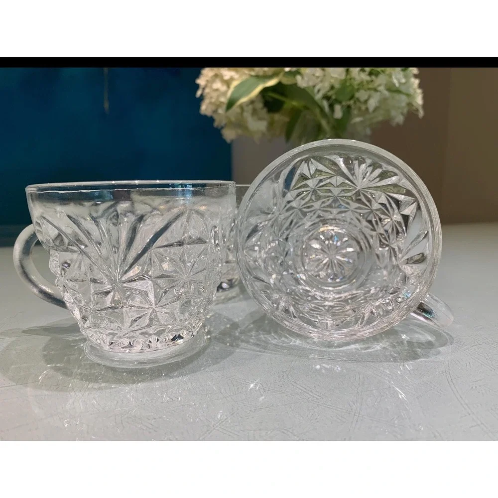 Anchor Hocking Arlington Punch Cups Set of 4 Clear Pressed Glass Vintage 6oz